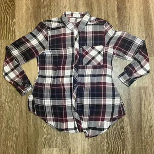 Womens Maurices Purple Plaid Relaxed Fit Tunic - S